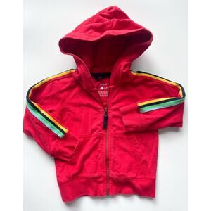 Toddler Boy's Primary Red Colorful Zip Up Hoodie Size 18-24 Months